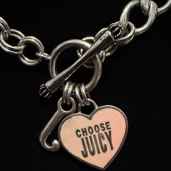 Juicy Couture Silver and Pink Heart & J Charm Toggle Necklace - Picture 4 of 9